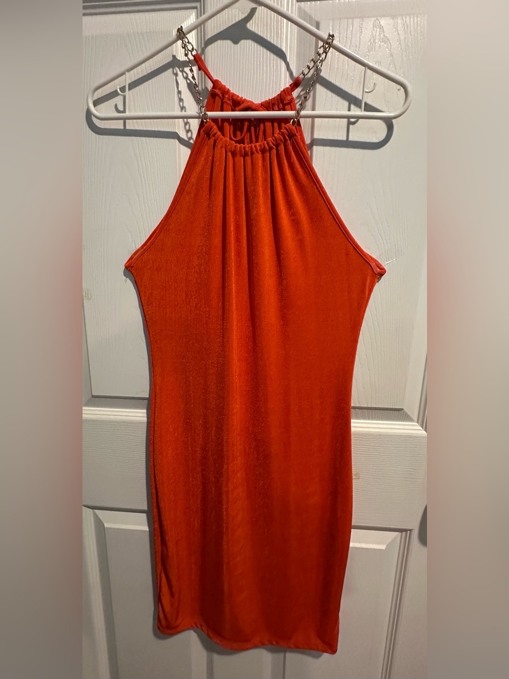 Heart Hips Orange Halter Midi Dress